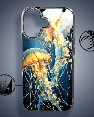 Etui do iPhone 16 IBIZU Elite Glass z MagSafe, Morze, Meduzy w głębinach, czarne