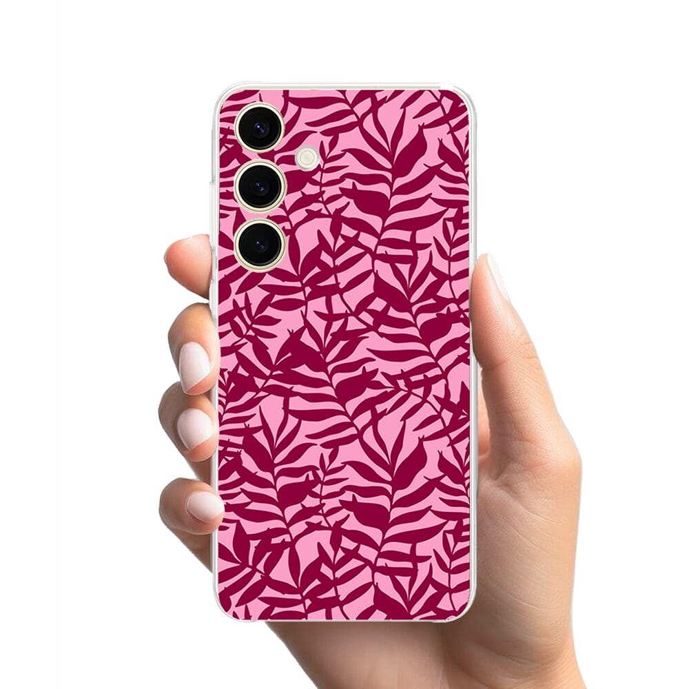 Etui do Samsung Galaxy S24 Plus przeźroczyste, silikonowe Flexi, bordowe liście - obrazek 2