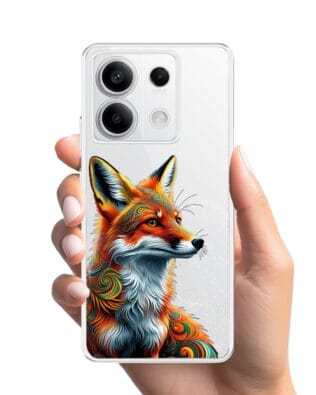 Etui do Xiaomi Redmi Note 13 Pro 5G przeźroczyste, silikonowe Flexi, Dzika Mandala, Twarz lisa