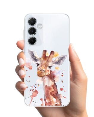 Etui do Samsung Galaxy A35 5G przeźroczyste, silikonowe Flexi, Akwarelowe Zoo, Żyrafa