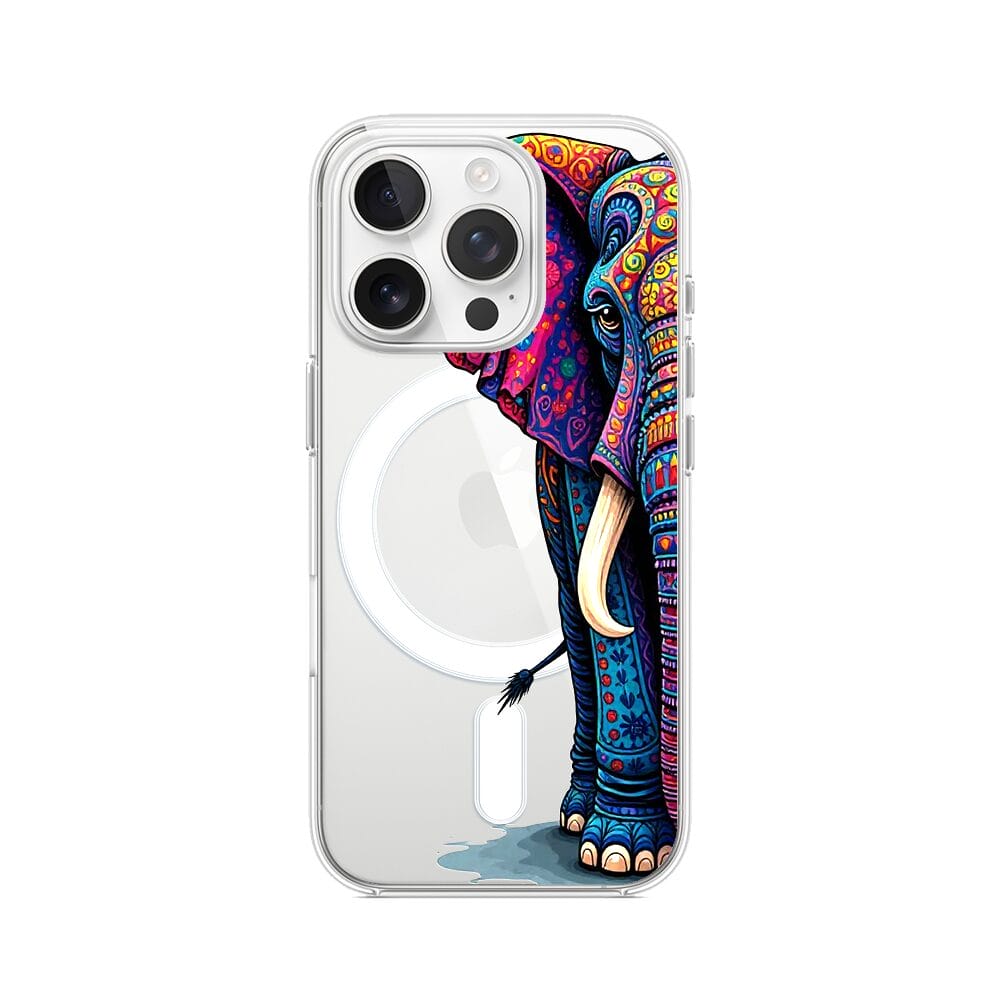 Etui do iPhone 13 Pro z MagSafe przeźroczyste, silikonowe Flexi, Dzika Mandala, Słoń