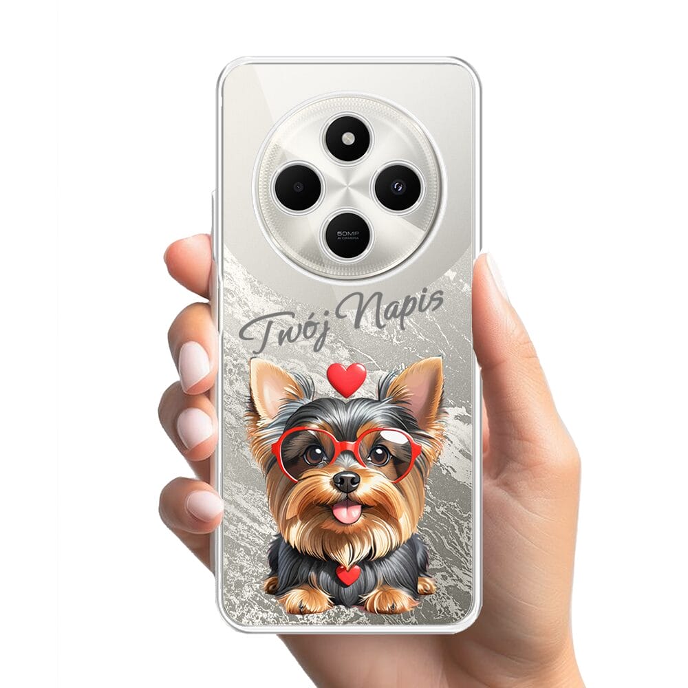 Etui do Xiaomi POCO C75 przeźroczyste, silikonowe Flexi, Puppy Love, pies rasy York - obrazek 2