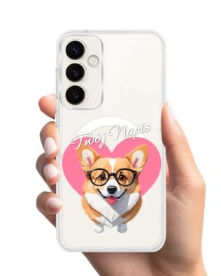 Etui do Samsung Galaxy S23 Plus z MagSafe przeźroczyste, silikonowe Flexi, Puppy Love, pies rasy Corgi