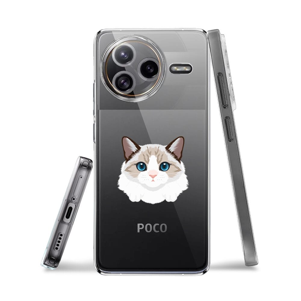 Etui do Xiaomi POCO F7 Ultra przeźroczyste, silikonowe Flexi, kot birmański - obrazek 3