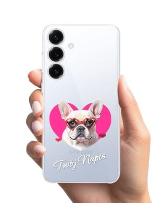 Etui do Samsung Galaxy S25 przeźroczyste, silikonowe Flexi, Puppy Love, pies rasy Buldog Francuski