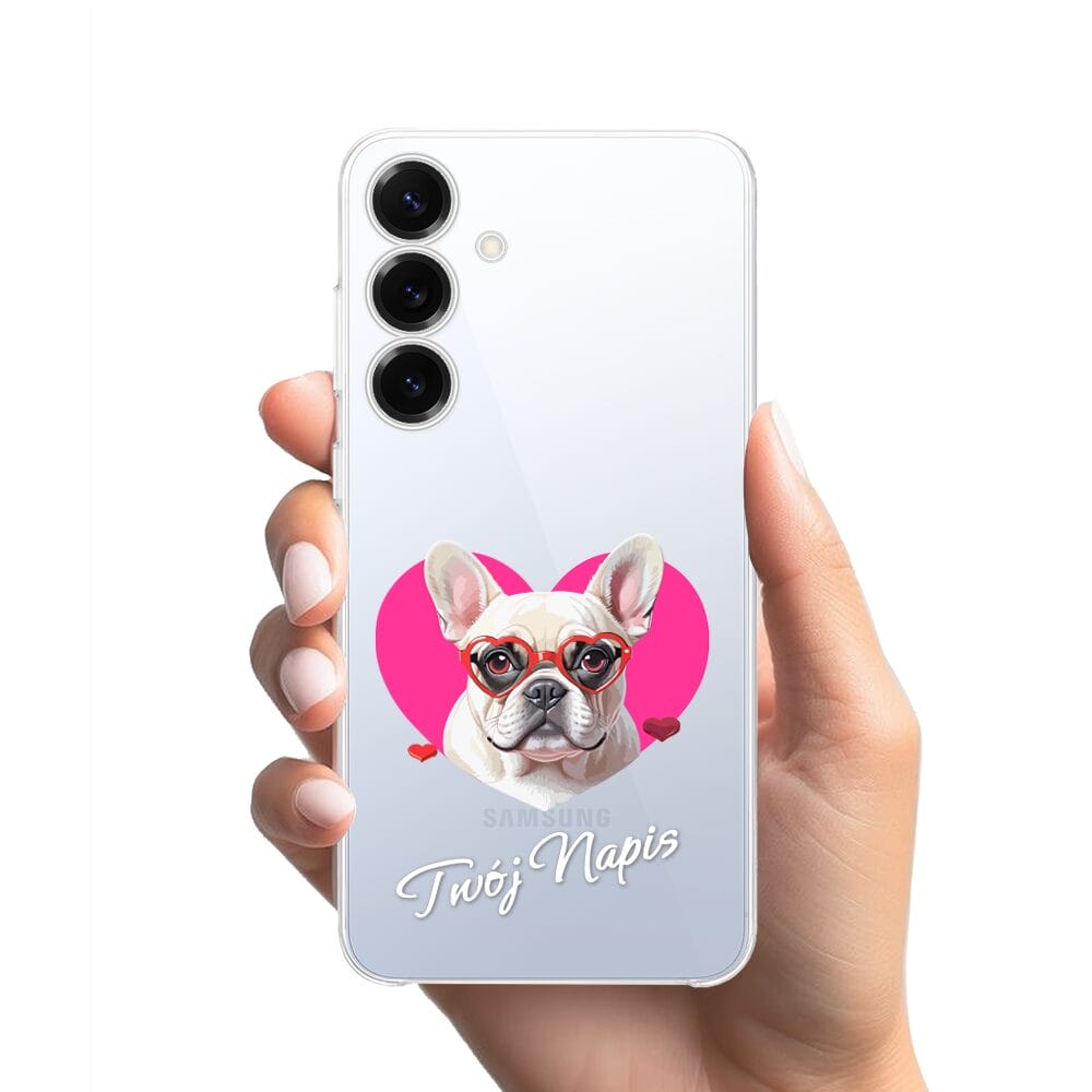 Etui do Samsung Galaxy S25 przeźroczyste, silikonowe Flexi, Puppy Love, pies rasy Buldog Francuski - obrazek 2