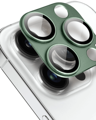 Metalowa osłona na cały aparat z wbudowanymi szkłami do iPhone 14 Pro, zielona