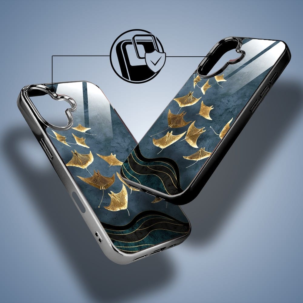 Etui do iPhone 16 Plus IBIZU Elite Glass z MagSafe Magia Azji, Morze, Lot płaszczek, czarne - obrazek 3