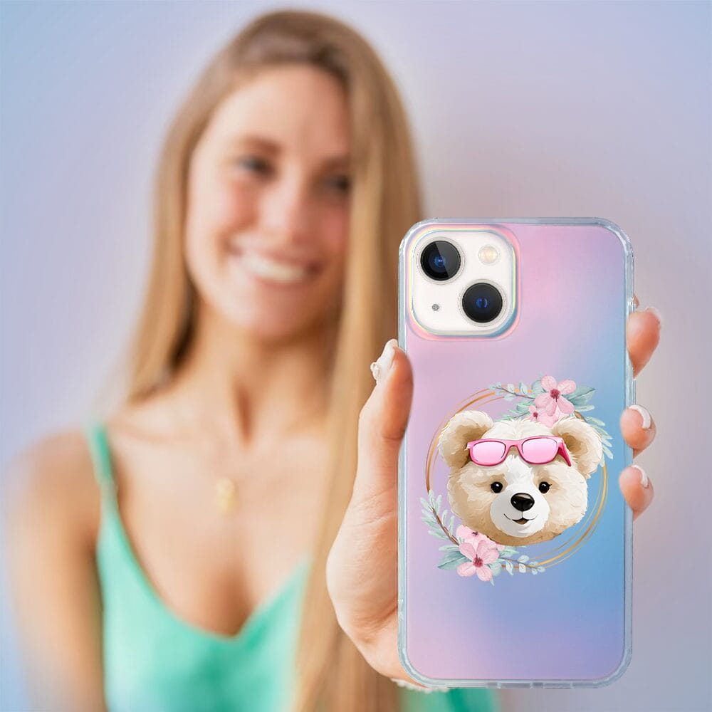 Etui do iPhone 13 IBIZU California Sunset, zmieniające kolor, Flower Queen, miś z kwiatami - obrazek 5