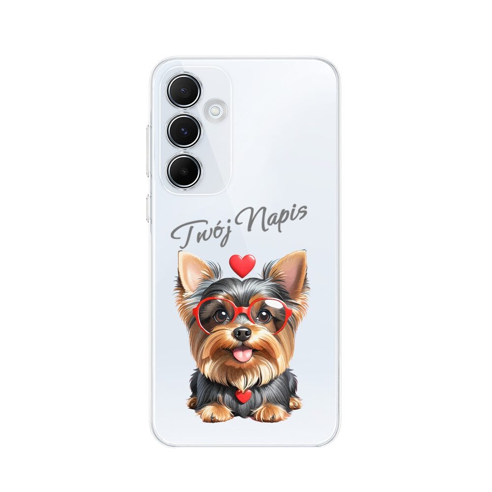 Etui do Samsung Galaxy A55 5G przeźroczyste, silikonowe Flexi, Puppy Love, pies rasy York