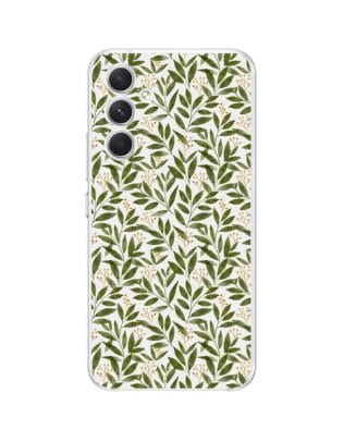 Etui do Samsung Galaxy A54 5G przeźroczyste, silikonowe Flexi, zielone gałązki