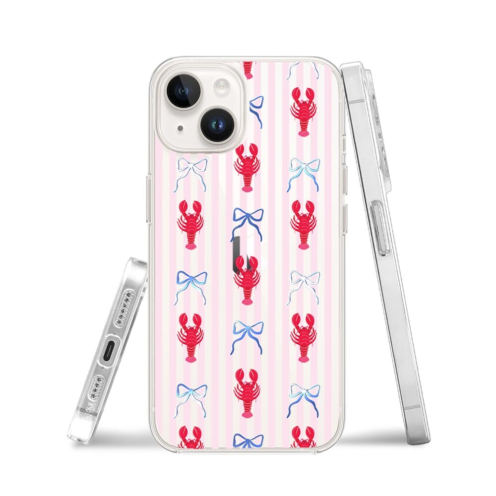 Etui do iPhone 13 Mini przeźroczyste, silikonowe Flexi, krab i kokardki - obrazek 3