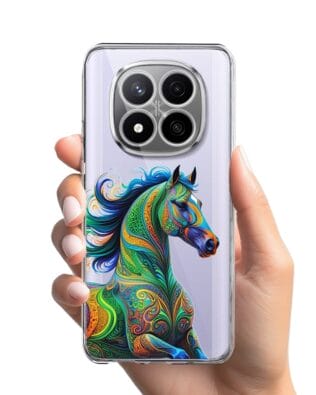 Etui do Xiaomi Redmi Note 14 Pro 4G przeźroczyste, silikonowe Flexi, Dzika Mandala, Koń