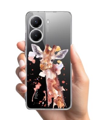 Etui do Xiaomi POCO X7 Pro przeźroczyste, silikonowe Flexi, Akwarelowe Zoo, Żyrafa