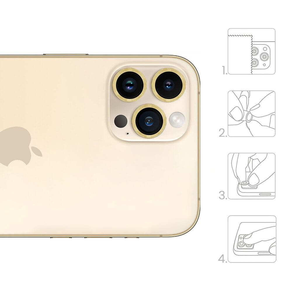 Metalowa osłona obiektywu aparatu ze szkła hartowanego 9H do iPhone 12 Pro Max, 1 zestaw, złota - obrazek 5