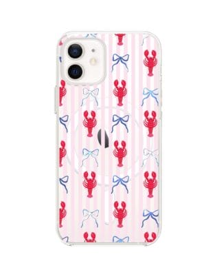 Etui do iPhone 12 Mini z MagSafe przeźroczyste, silikonowe Flexi, krab i kokardki