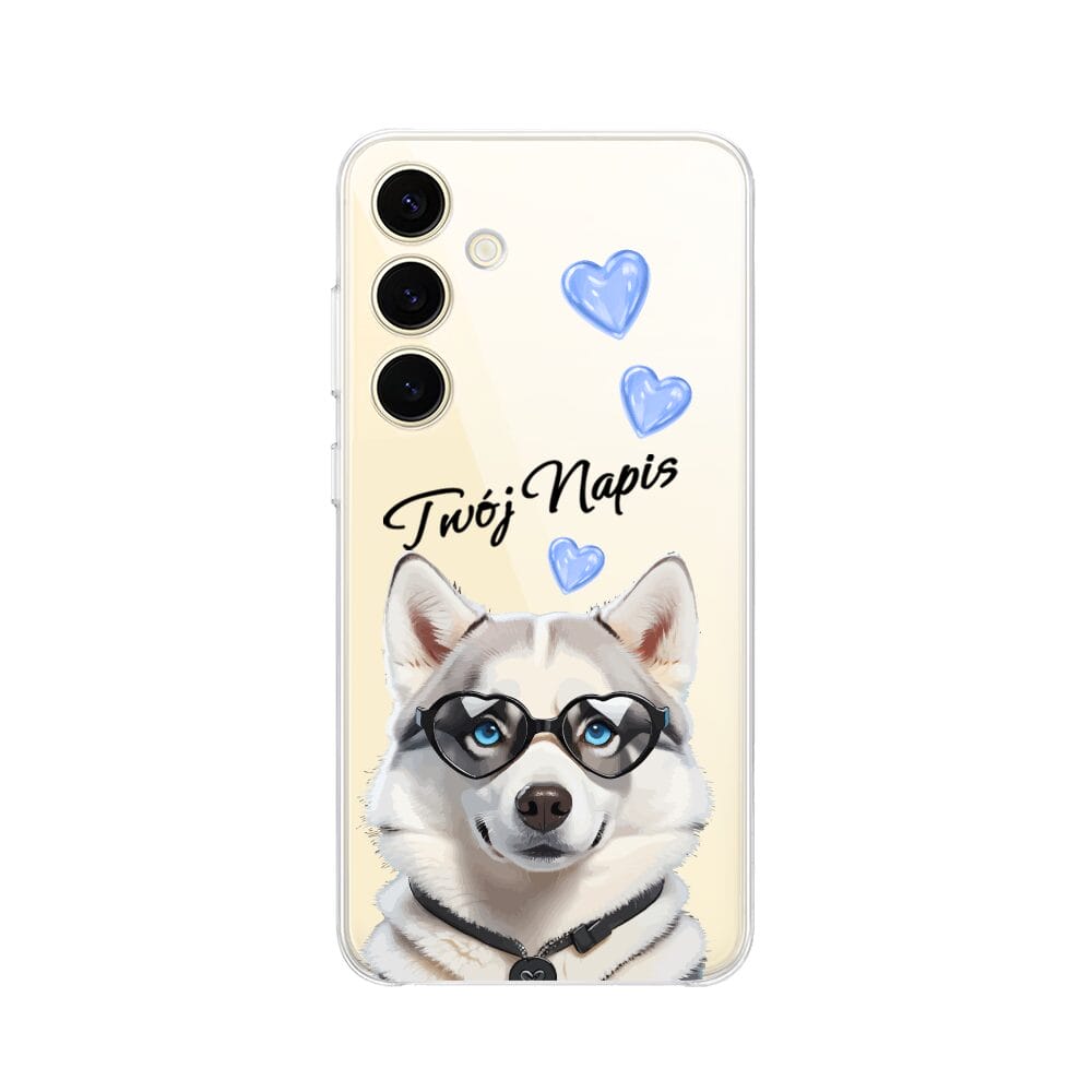 Etui do Samsung Galaxy S24 przeźroczyste, silikonowe Flexi, Puppy Love, pies rasy Husky