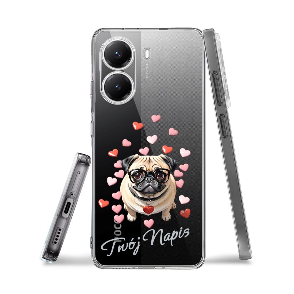 Etui do Xiaomi POCO X7 Pro przeźroczyste, silikonowe Flexi, Puppy Love, pies rasy Mops - obrazek 3