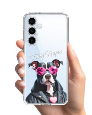 Etui do Samsung Galaxy S24 FE przeźroczyste, silikonowe Flexi, Puppy Love, pies rasy Amstaff