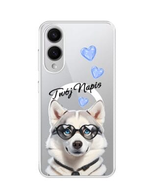 Etui do Samsung Galaxy S25 Edge z MagSafe przeźroczyste, silikonowe Flexi, Puppy Love, pies rasy Husky