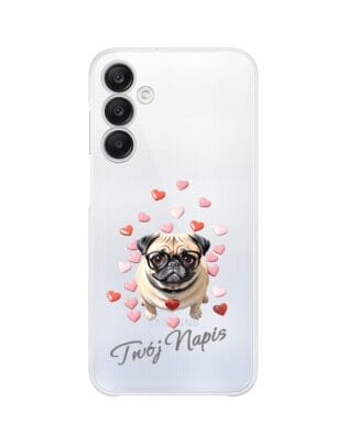 Etui do Samsung Galaxy A25 5G przeźroczyste, silikonowe Flexi, Puppy Love, pies rasy Mops