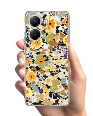 Etui do Xiaomi POCO X7 Pro przeźroczyste, silikonowe Flexi, malowane kwiatki