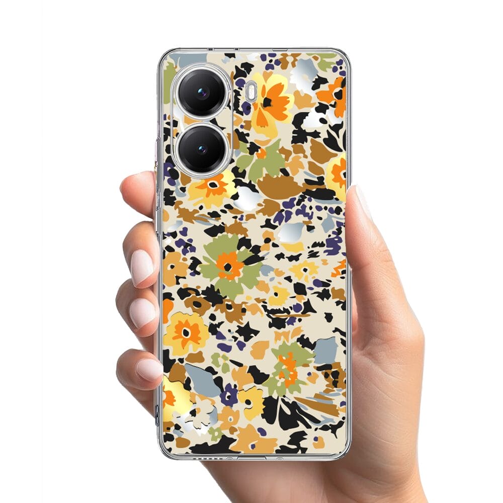 Etui do Xiaomi POCO X7 Pro przeźroczyste, silikonowe Flexi, malowane kwiatki - obrazek 2