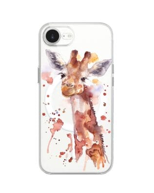 Etui do iPhone 16e z MagSafe przeźroczyste, silikonowe Flexi, Akwarelowe Zoo, Żyrafa