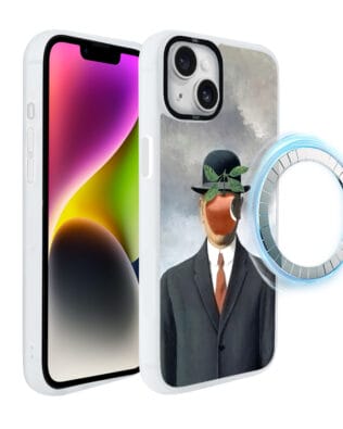 Etui do iPhone 14 IBIZU DropGuard Matt z MagSafe, Rene Magritte, syn człowieczy