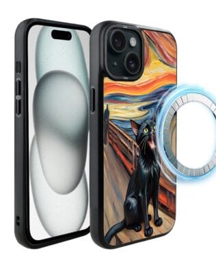 Etui do iPhone 15 IBIZU DropGuard Matt z MagSafe, Edvard Munch, krzyk kota