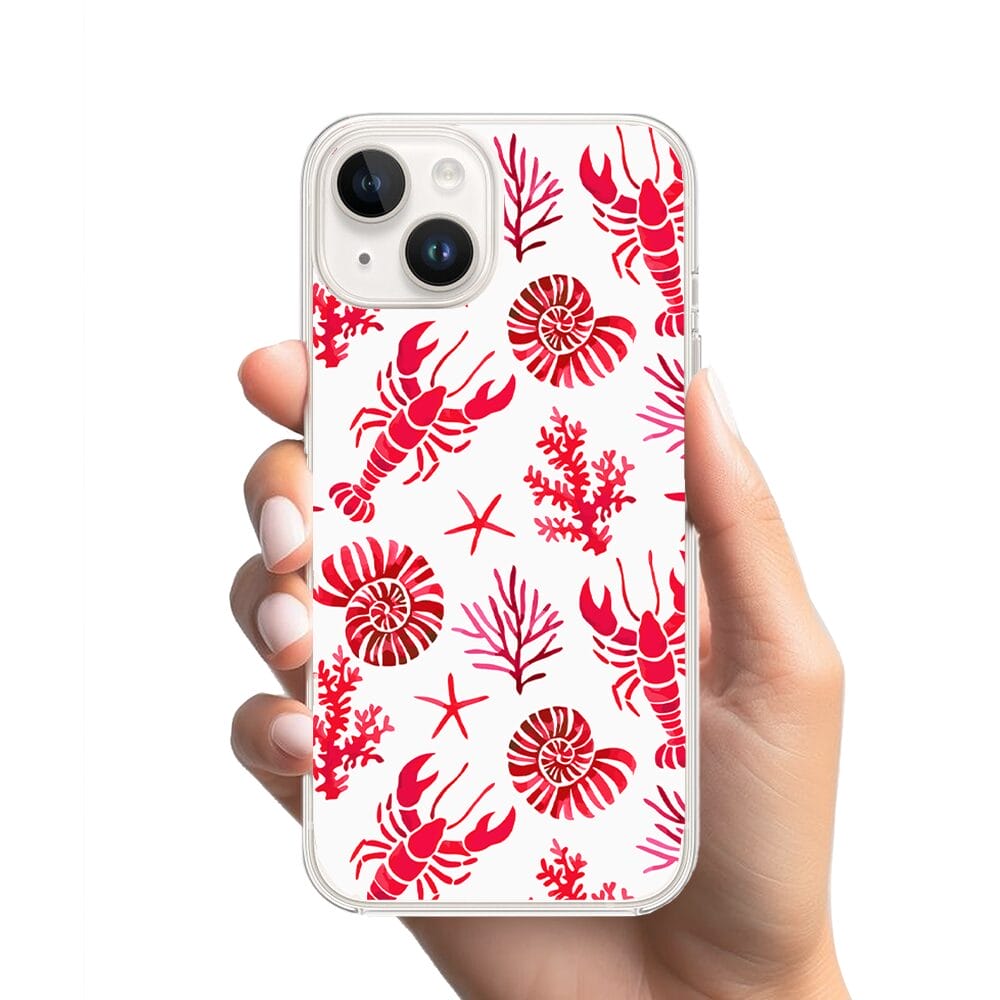 Etui do iPhone 13 Mini przeźroczyste, silikonowe Flexi, krab, muszle - obrazek 2