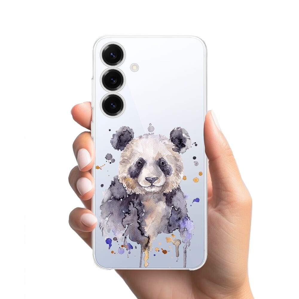 Etui do Samsung Galaxy S25 Plus przeźroczyste, silikonowe Flexi, Akwarelowe Zoo, Panda - obrazek 2