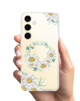 Etui do Samsung Galaxy S24 przeźroczyste, silikonowe Flexi, wianek stokrotek