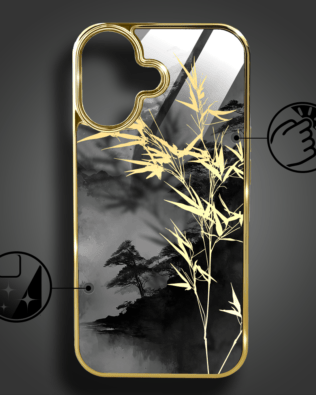 Etui do iPhone 16 Plus IBIZU Elite Glass z MagSafe Magia Azji, Złoty bambus, złote