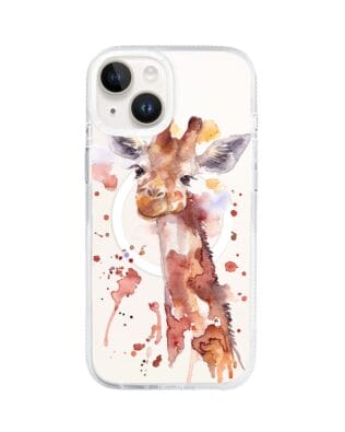 Etui do iPhone 13 z MagSafe przeźroczyste, silikonowe Flexi, Akwarelowe Zoo, Żyrafa