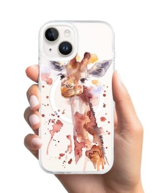 Etui do iPhone 13 z MagSafe przeźroczyste, silikonowe Flexi, Akwarelowe Zoo, Żyrafa