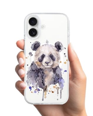 Etui do iPhone 16 z MagSafe przeźroczyste, silikonowe Flexi, Akwarelowe Zoo, Panda