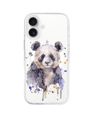 Etui do iPhone 16 z MagSafe przeźroczyste, silikonowe Flexi, Akwarelowe Zoo, Panda