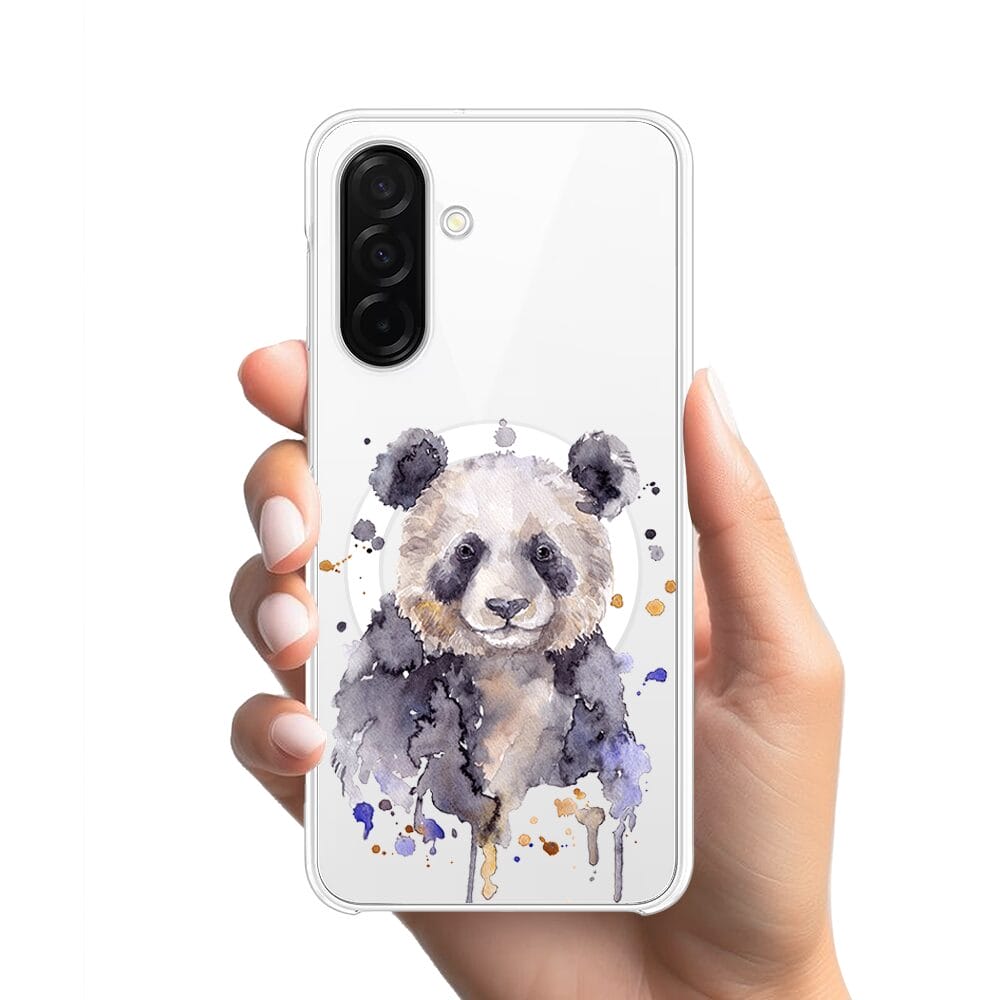 Etui do Samsung Galaxy A26 5G z MagSafe przeźroczyste, silikonowe Flexi, Akwarelowe Zoo, Panda - obrazek 2
