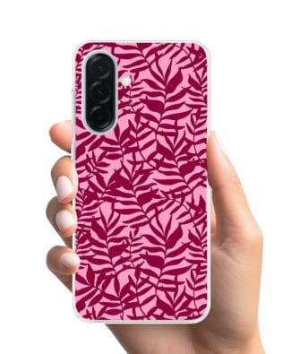 Etui do Samsung Galaxy A36 5G z MagSafe przeźroczyste, silikonowe Flexi, bordowe liście