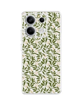 Etui do Xiaomi Redmi Note 13 Pro 5G przeźroczyste, silikonowe Flexi, zielone gałązki