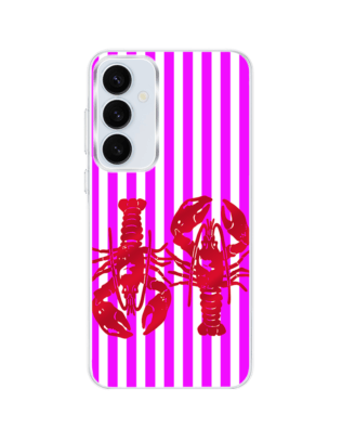 Etui do Samsung Galaxy A55 5G z MagSafe przeźroczyste, silikonowe Flexi, kraby z różowymi paskami