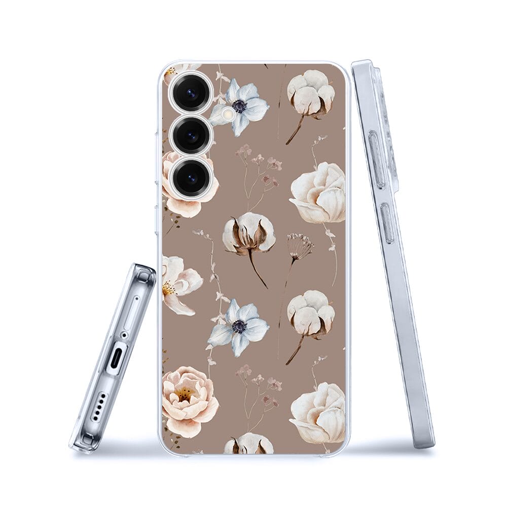 Etui do Samsung Galaxy S25 przeźroczyste, silikonowe Flexi, akwarelowe kwiatki - obrazek 3