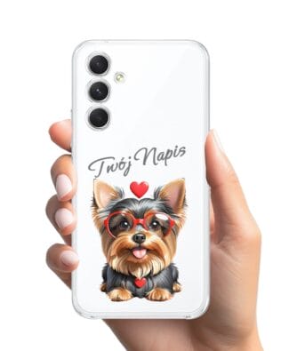 Etui do Samsung Galaxy A54 5G przeźroczyste, silikonowe Flexi, Puppy Love, pies rasy York