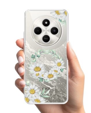 Etui do Xiaomi POCO C75 przeźroczyste, silikonowe Flexi, wianek stokrotek