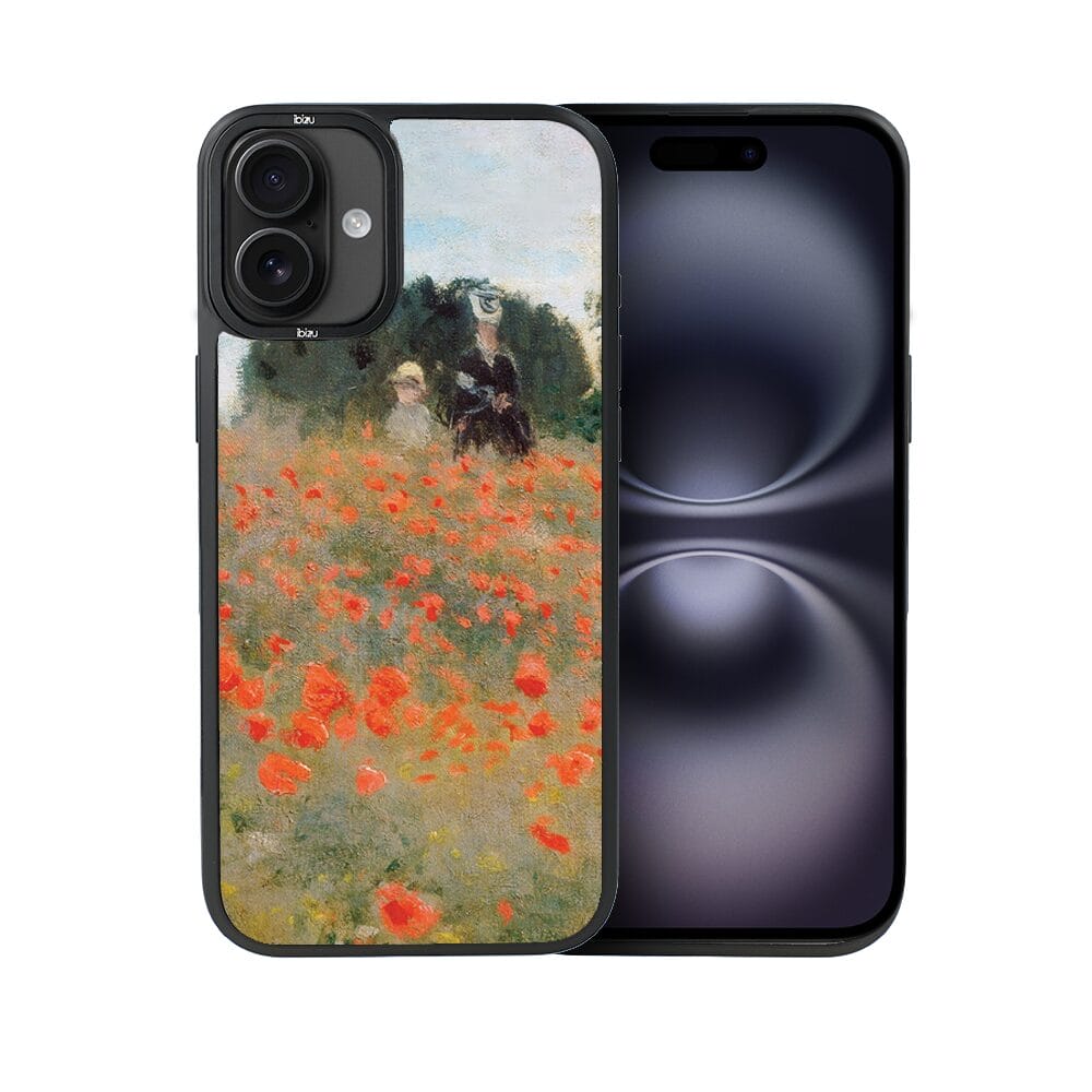 Etui do iPhone 16 IBIZU DropGuard Matt z MagSafe, Claude Monet, pole maków - obrazek 2