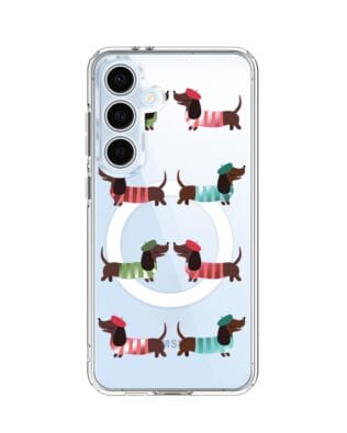 Etui do Samsung Galaxy S24 FE z MagSafe przeźroczyste, silikonowe Flexi, jamnik w Paryżu