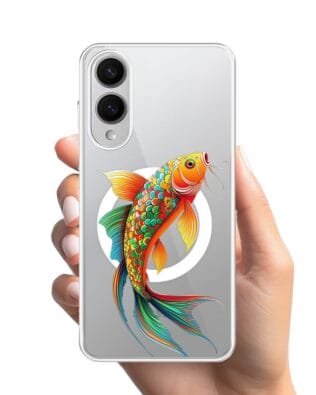 Etui do Samsung Galaxy S25 Edge z MagSafe przeźroczyste, silikonowe Flexi, Dzika Mandala, Złota ryba