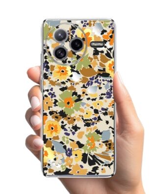 Etui do Xiaomi POCO F7 Ultra przeźroczyste, silikonowe Flexi, malowane kwiatki