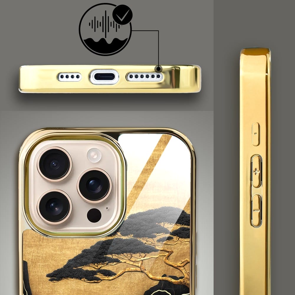 Etui do iPhone 16 Pro IBIZU Elite Glass z MagSafe Magia Azji, Złoty wodospad, złote - obrazek 4